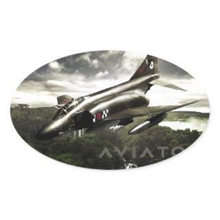 F-4 Phantom Fighter Jet Oval Sticker