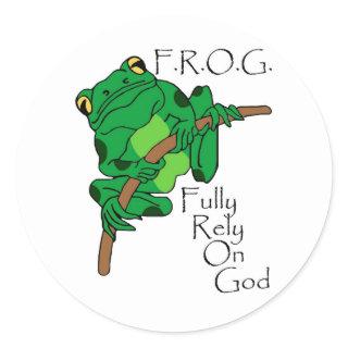 F.R.O.G. Fully Rely On God #1 Classic Round Sticker