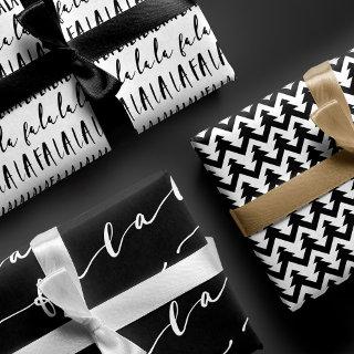 FA LA LA Black & White Typographic Christmas Carol  Sheets
