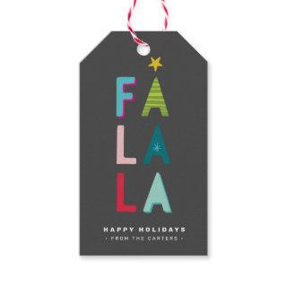 FA LA LA  CHRISTMAS GIFT bold bright colorful gray Gift Tags