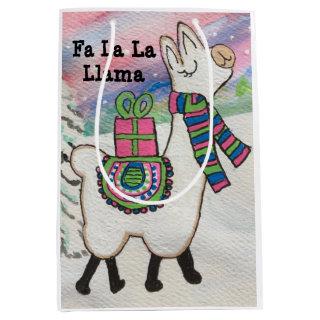 Fa La La Llama Cute Modern Christmas Medium Gift Bag