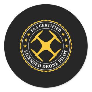FAA Certified Licensed Drone Pilot - BACK DESIGN Classic Round Sticker