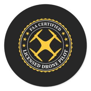 FAA Certified Licensed Drone Pilot - BACK DESIGN Classic Round Sticker