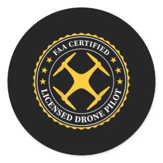 FAA Certified Licensed Drone Pilot - BACK DESIGN Classic Round Sticker