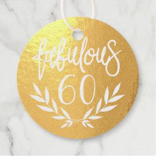 Fabulous 60 women birthday glam elegant foil favor tags