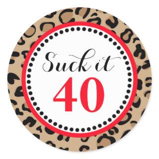 Fabulous Forty Leopard Birthday Sucker Classic Round Sticker
