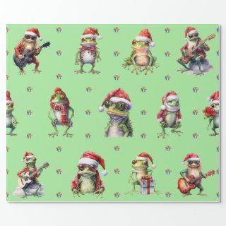 Fabulous Frog Rock Band Christmas Holiday on Green