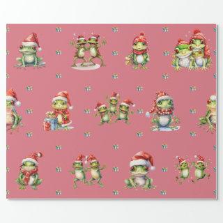Fabulous Frogs Christmas Holiday Lt Red Wrapping