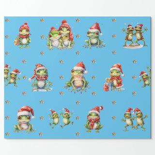 Fabulous Frogs Christmas Holiday on Blue