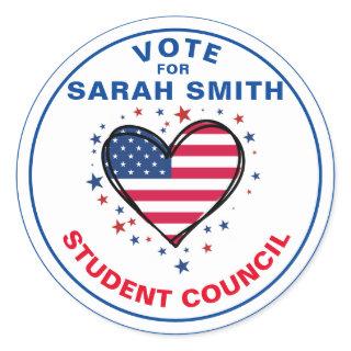 Fabulous Vote for Class President: HEART Classic Round Sticker