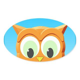 Face Of A Little Owl Oval Sticker