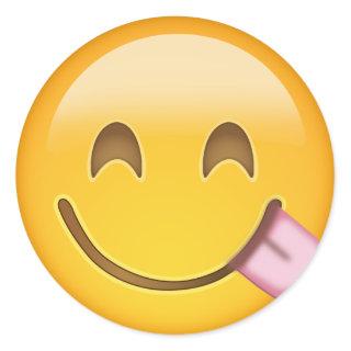 Face Savouring Delicious Food Emoji Classic Round Sticker