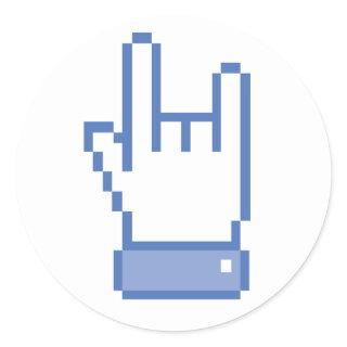 facebook like ROCK peace hand sign pixel graphic Classic Round Sticker