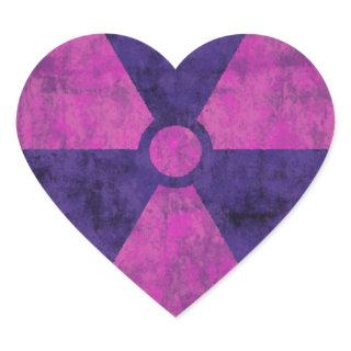 Faded Red Radiation Symbol Heart Sticker
