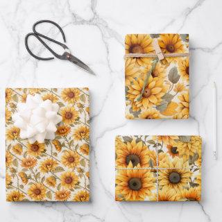 Faded Rustic Pressed Sunflowers Watercolor Design  Sheets