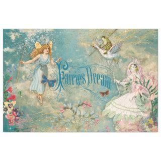 Fairies Dream Enchanted Blue Sky Clouds Decoupage Tissue Paper