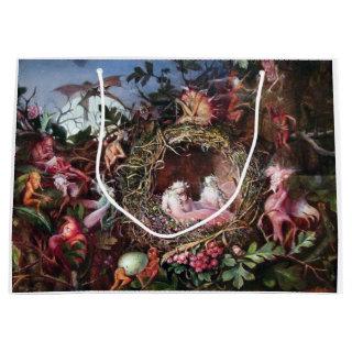 Fairies in a Birds Nest, John Anster Fitzgerald Large Gift Bag