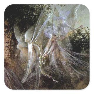 Fairies Watching At Forest Edge Square Sticker