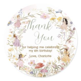 Fairies Wildflower Meadow Flowers Birthday Classic Round Sticker