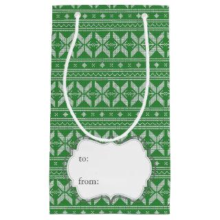 Fairisle Christmas Knit Pattern Small Gift Bag