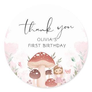 Fairy Birthday, Enchanted Whimsical Garden Forest  Classic Round Sticker
