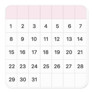 Fairy Floss Monthly Calendar Square Sticker
