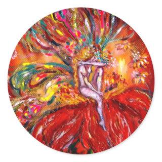FAIRY  IN RED CLASSIC ROUND STICKER