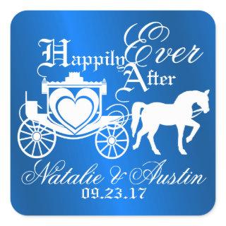 Fairy Tale Carriage Sapphire Blue Square Sticker