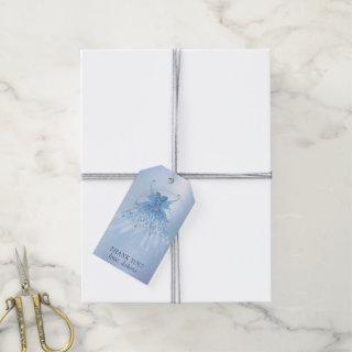 Fairy Wing Ice Gown | Frost Blue Sheen Thank You Gift Tags