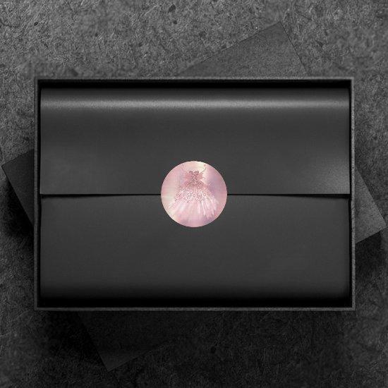 Fairy Wing Mauve Gown | Luxurious Dusty Pink Sheen Classic Round Sticker