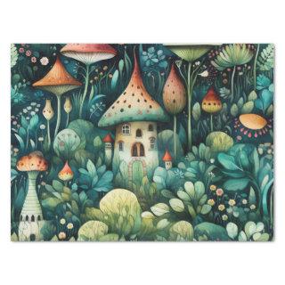 Fairytale in Fairyland Mushroom House Green Orange Tissue Paper