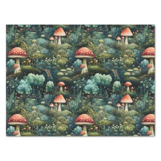 Fairytale in Fairyland Mushroom House Green Orange Tissue Paper