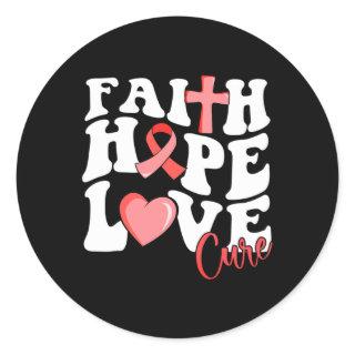 Faith Hope Love Cure Burgundy Ribbon Sickle Cell W Classic Round Sticker