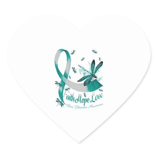 Faith Hope Love Panic Disorder Awareness Dragonfly Heart Sticker