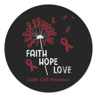 Faith Hope Love Sickle Cell Awareness  Classic Round Sticker