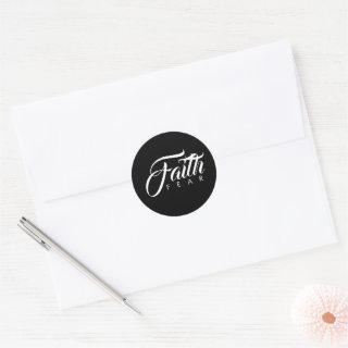 Faith Over Fear Black Classic Round Sticker