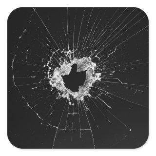 Fake Cracked Broken Design – Funny Theft Deterrent Square Sticker