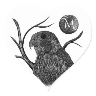 Falcon Full Moon Monogram Heart Sticker
