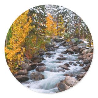 Fall along Bishop creek, California Classic Round Sticker