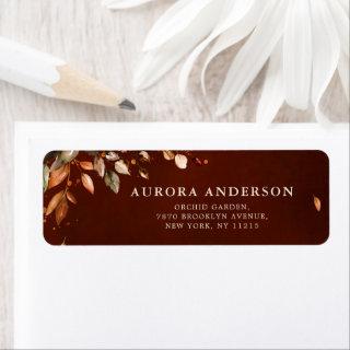 Fall Autumn Leaves Rustic  Wedding Return Address Label