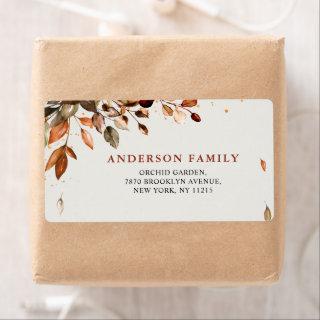 Fall Autumn Leaves Rustic  Wedding Shipping Label