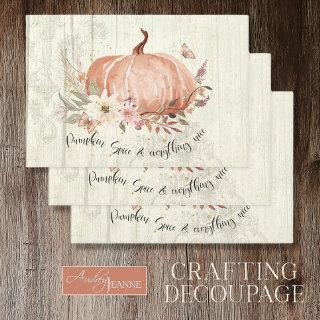 Fall Autumn Pumpkin Leaves Rustic Wood Decoupage  Sheets