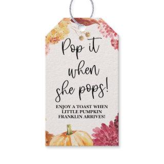 Fall Baby Shower Pop it When She Pops Gift Tags