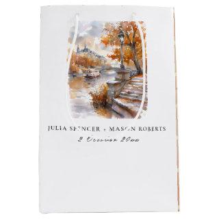 Fall Bridge With River Wedding Medium Gift Bag