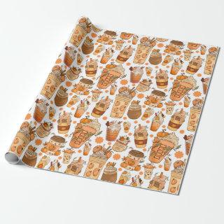 Fall Coffee Latte Pumpkin Pattern