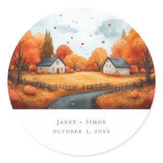 Fall Countryside Ceremony Wedding Classic  Classic Round Sticker