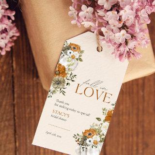 Fall in Love Floral Burnt Orange Bridal Shower  Gift Tags