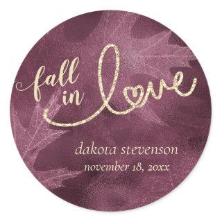 Fall in Love with Autumn | Purple Jewel Tone Classic Round Sticker