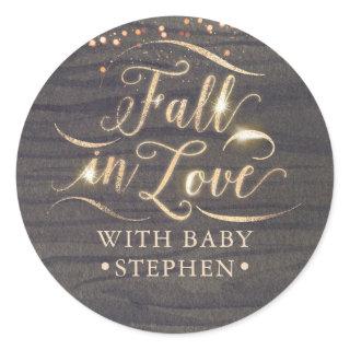 Fall in Love with Baby Baby Shower Classic Round Sticker