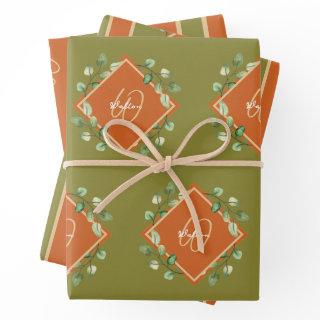 Fall Leaves Orange and Green Monogrammed  Sheets